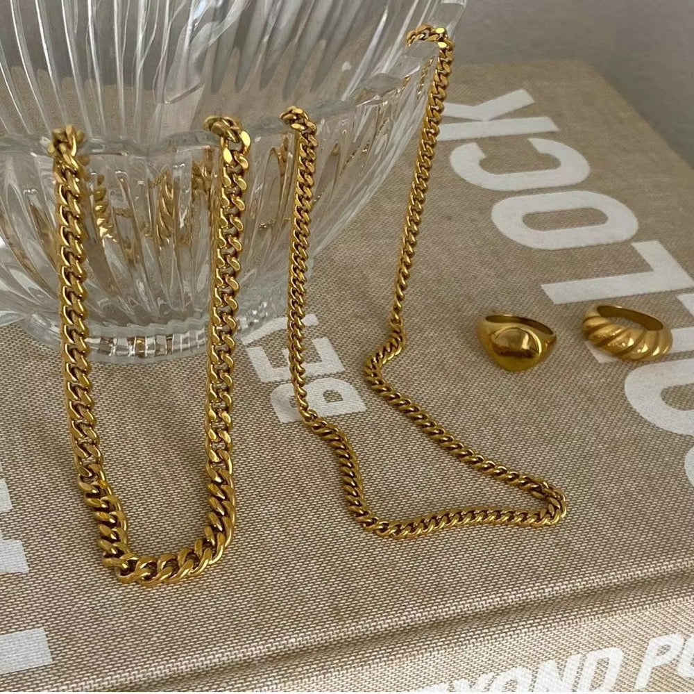 Mens Stainless Steel Chain Necklaces 5/7/9/12 MM Chunky Miami Cuban Link Chain Necklace Bracelet Silver/Gold/Black Chains for Men 18"-30"