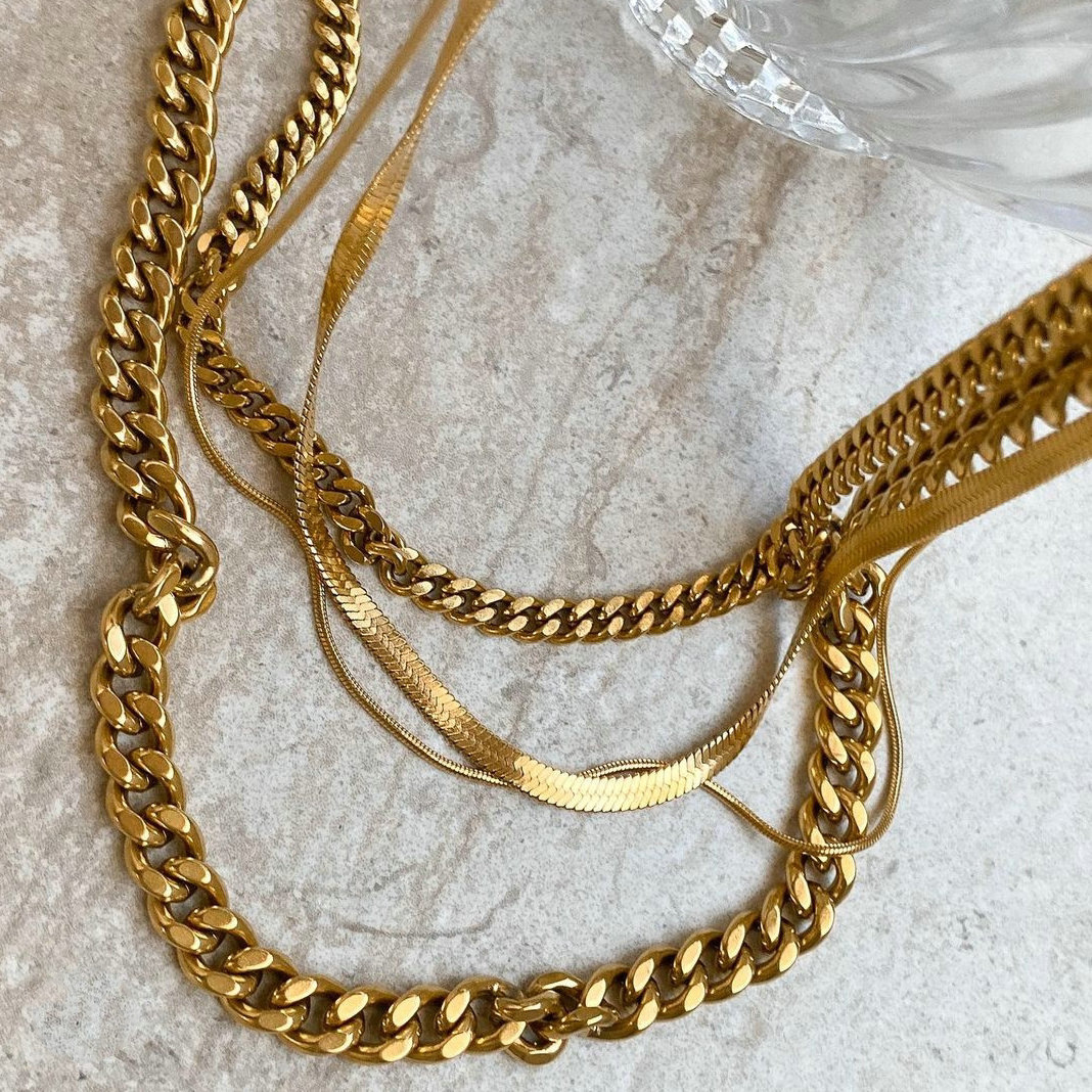 Mens Stainless Steel Chain Necklaces 5/7/9/12 MM Chunky Miami Cuban Link Chain Necklace Bracelet Silver/Gold/Black Chains for Men 18"-30"