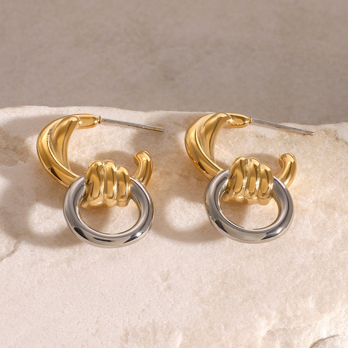 Chunky Gold Hoop Earrings for Women, Thick Lightweight Stainless Steel Hoops