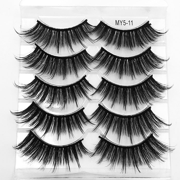 5pairs Fluffy False Eyelashes Natural Faux Mink Strip 3D Lashes Pack