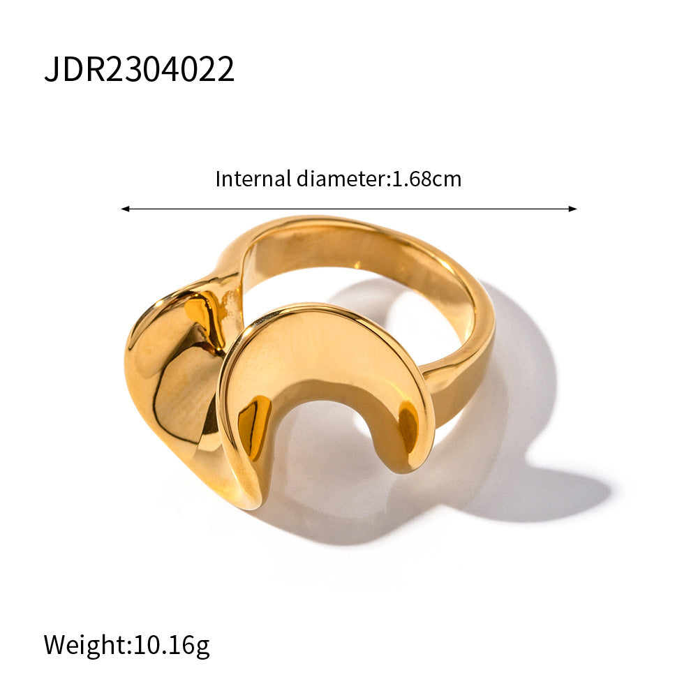 Gold Chunky Rings for Women, 18K Gold Plated Thick Rings, Stacking Open Rings Set Adjustable