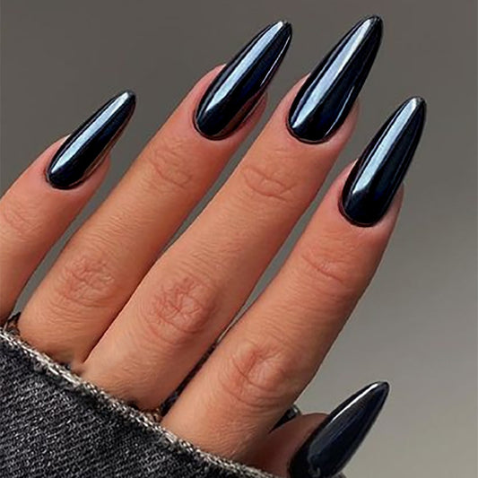 Black Press On Nails Almond