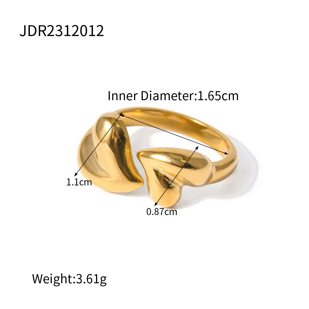 Gold Chunky Rings for Women, 18K Gold Plated Thick Rings, Stacking Open Rings Set Adjustable