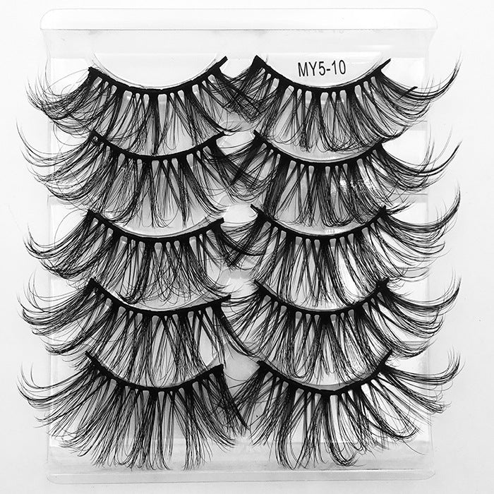 5pairs Fluffy False Eyelashes Natural Faux Mink Strip 3D Lashes Pack