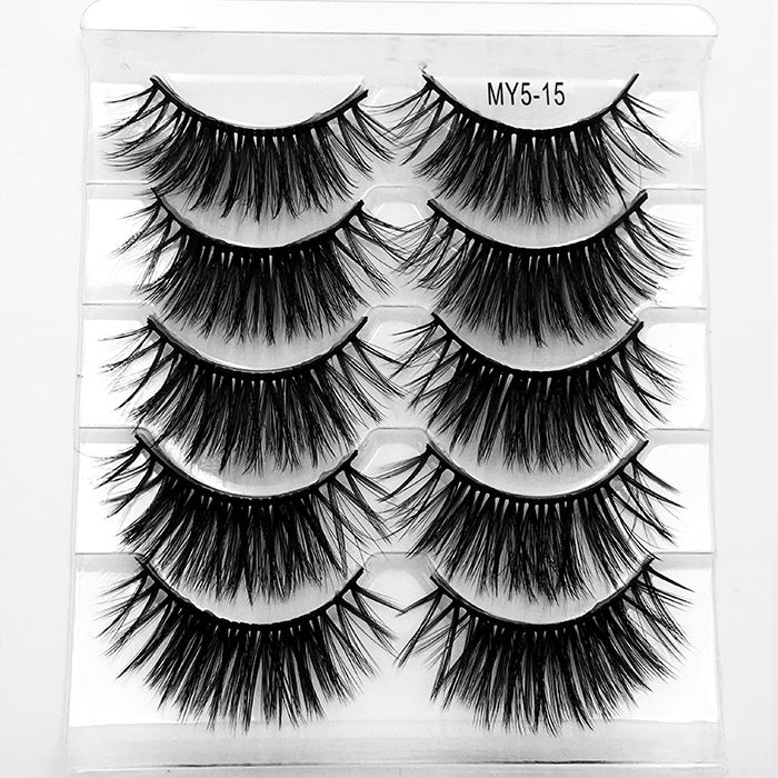 5pairs Fluffy False Eyelashes Natural Faux Mink Strip 3D Lashes Pack