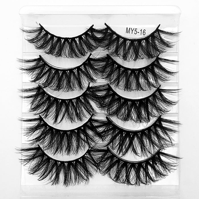 5pairs Fluffy False Eyelashes Natural Faux Mink Strip 3D Lashes Pack