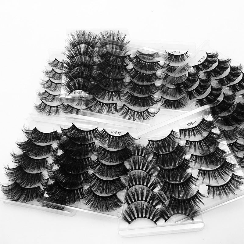 5pairs Fluffy False Eyelashes Natural Faux Mink Strip 3D Lashes Pack