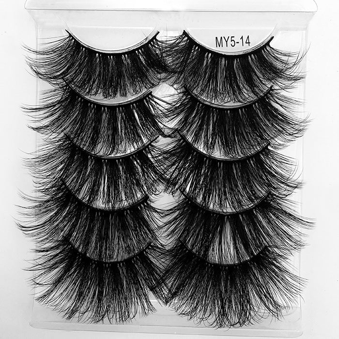 5pairs Fluffy False Eyelashes Natural Faux Mink Strip 3D Lashes Pack