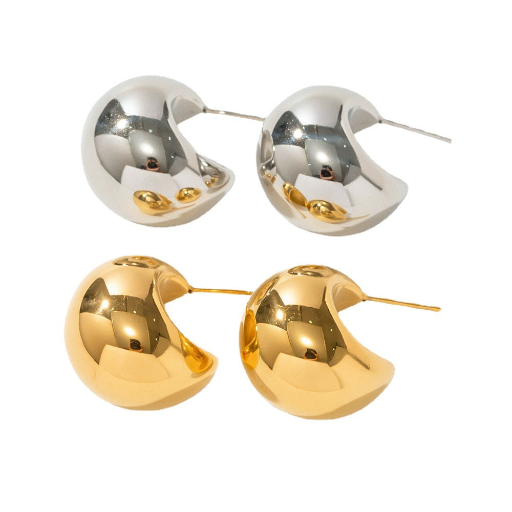 Thick Gold Chunky Hoops Earrings for Women 18K Real Gold Plated Open Hoop Lightweight Hollow Non-Tarnish Earrings For Women