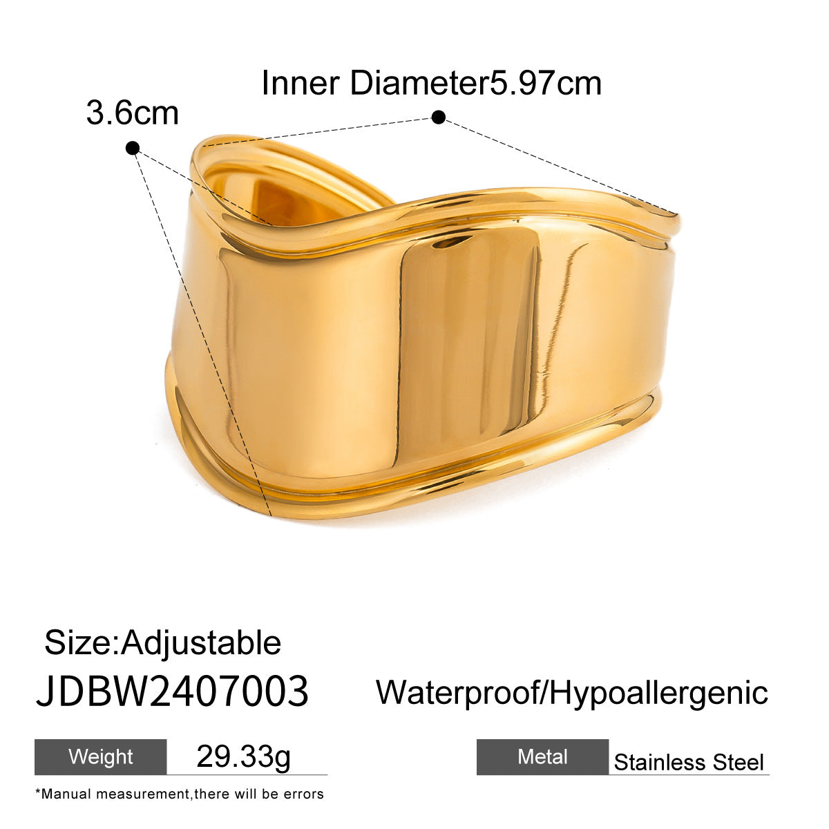 | Premium Cuff Bracelet for Men & Women | Stainless Steel Bangle Bracelet in Gold | Exclusive Jewelry Gift Box | Handcrafted