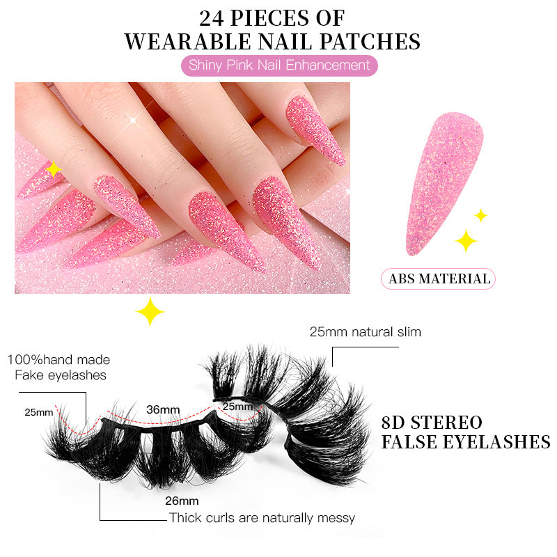 False Eyelashes with Eyeliner Kit Natural Look FREE Press on Nails