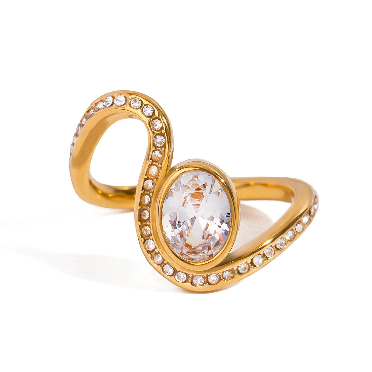 18K Gold Classic Stone Cubic Zirconia Engagement Rings for Women