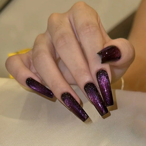 30 Pcs Purple Press on Nails Long Stiletto Fake Nails Acrylic Glossy False Nails with Glitter Designs Autumn Winter Artificial Full Cover Stick on Nails Glue on Nail Art DIY for Women & Girls