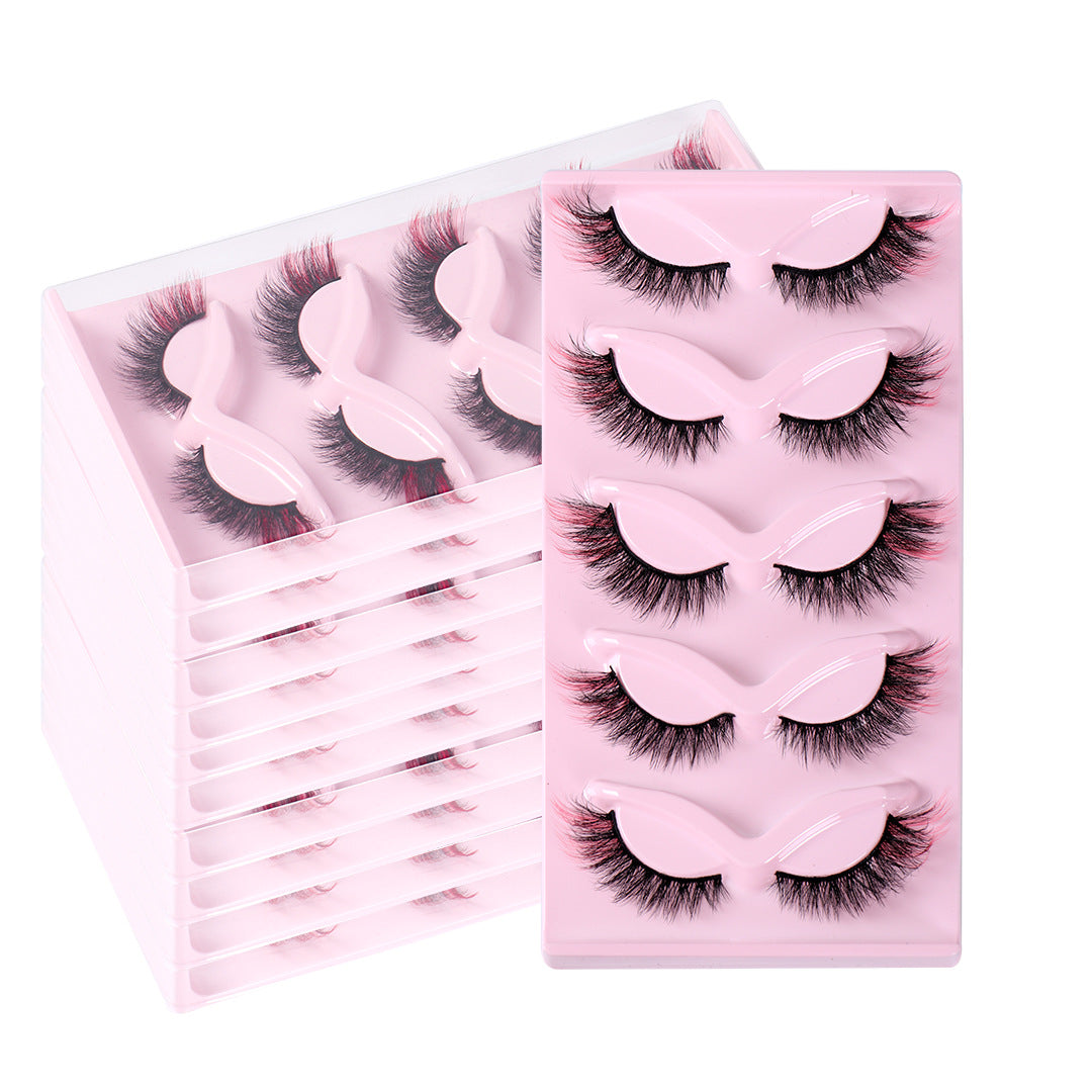 Colored Eyelashes False Eyelashes Curl Lashes With Color 16mm 5 Colors Mink Colorful Lashes Russian Strip Lashes Fake Lashes Extension Angel Wing Lashes