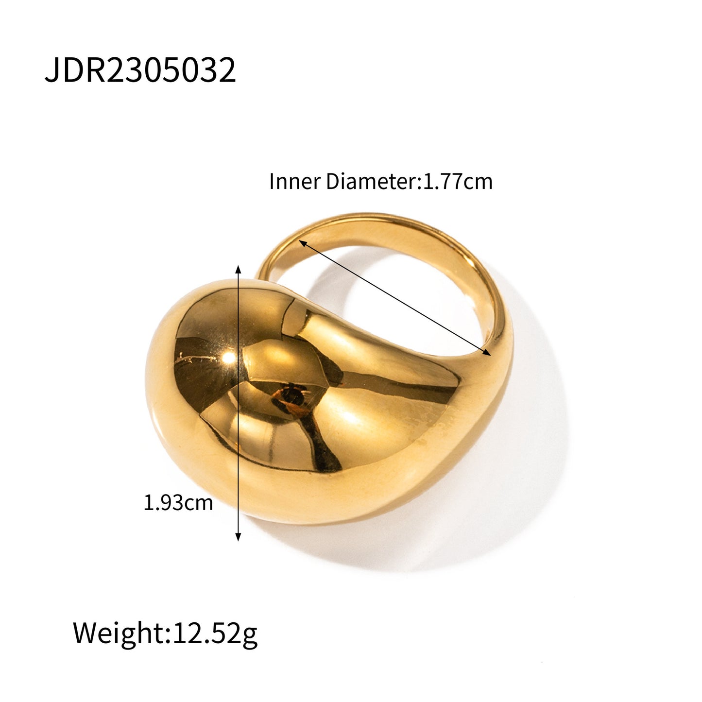 Gold Chunky Rings for Women, 18K Gold Plated Thick Rings, Stacking Open Rings Set Adjustable