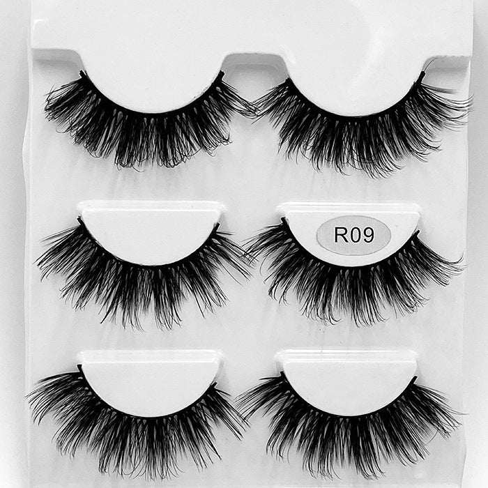 False Eyelashes 14mm Faux 3D Mink Lashes Natural Look Fluffy Cat Eye Wispy Lashes Pack, 3 Pairs