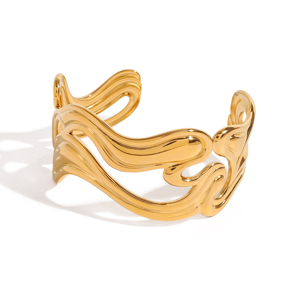 Sculpted Statement Bangle Bracelet , Gold, for women