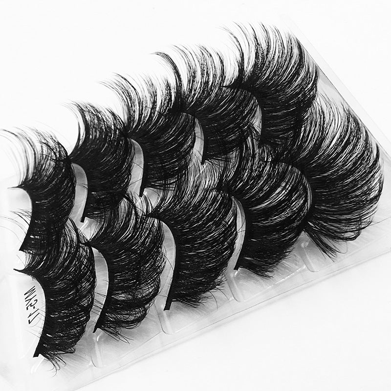 5pairs Fluffy False Eyelashes Natural Faux Mink Strip 3D Lashes Pack