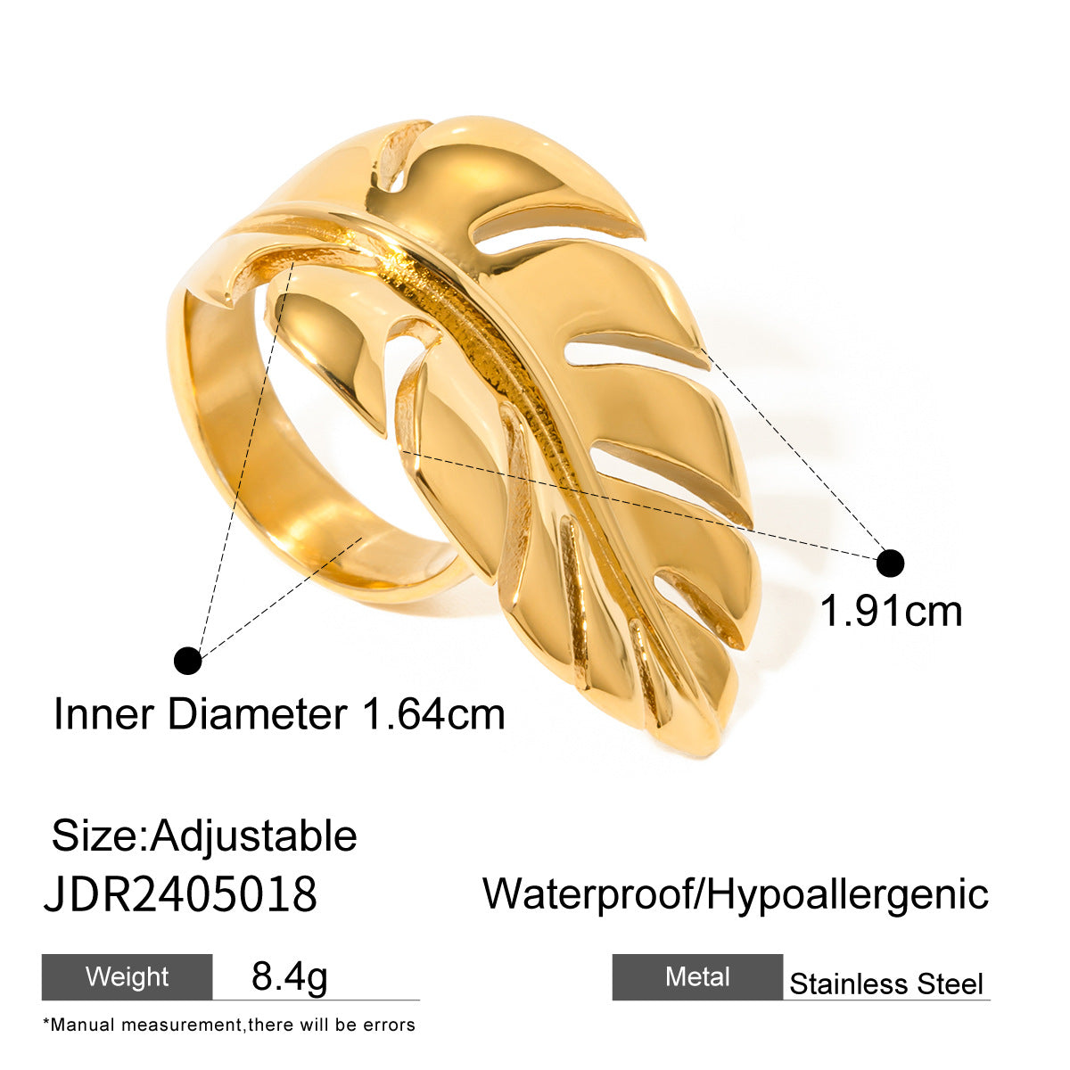 Gold Signet Ring for Women, Stainless Steel Statement Rings with 18K Gold Plated, Non-Tarnish Fashion Jewelry Gift for Women