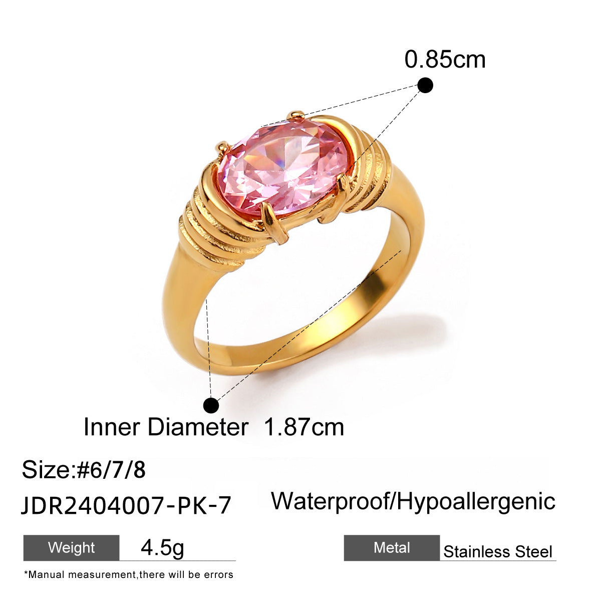 Gold Crystal Ring for Women Crystal Cubic Zirconia Stacking Rings 18k Gold Plated Band Ring Signet Statement Ring Emerald Cut Red Gemstone Ring