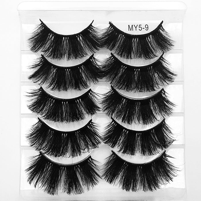 5pairs Fluffy False Eyelashes Natural Faux Mink Strip 3D Lashes Pack