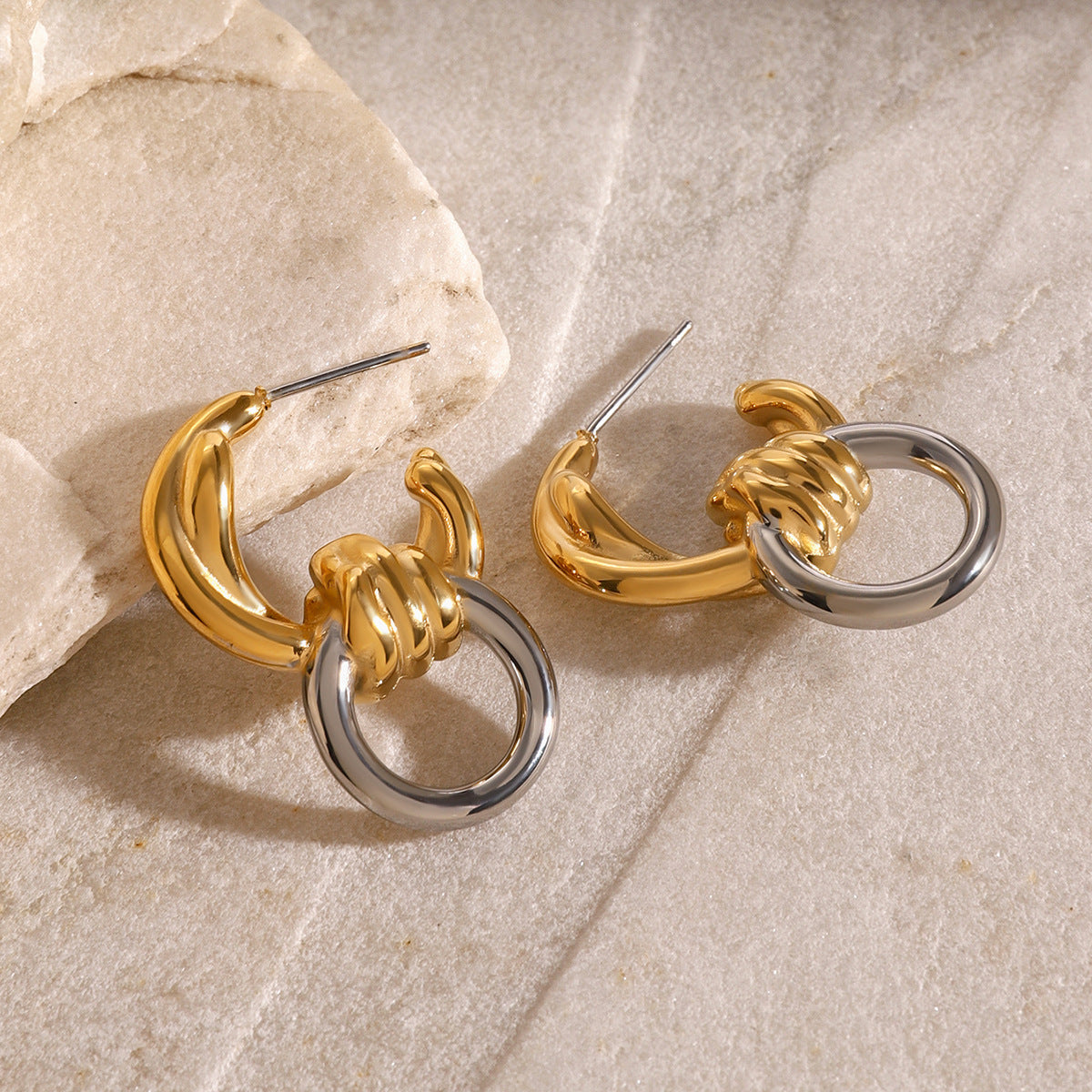 Chunky Gold Hoop Earrings for Women, Thick Lightweight Stainless Steel Hoops