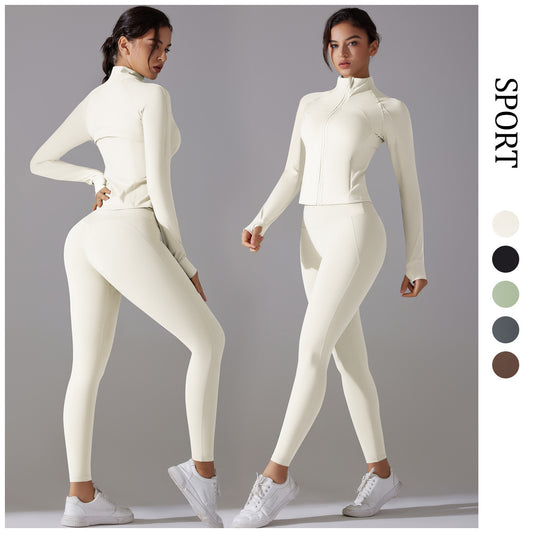 Two Pieces Women's Solid Backless Tracksuit