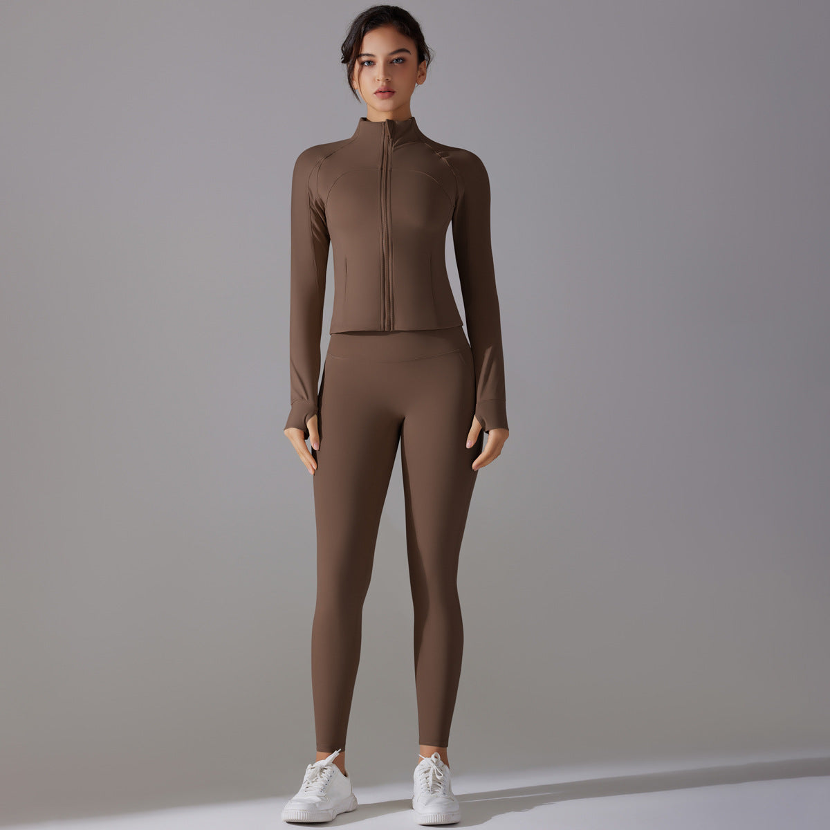 Two Pieces Women's Solid Backless Tracksuit