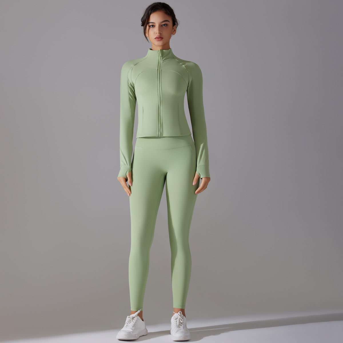 Two Pieces Women's Solid Backless Tracksuit