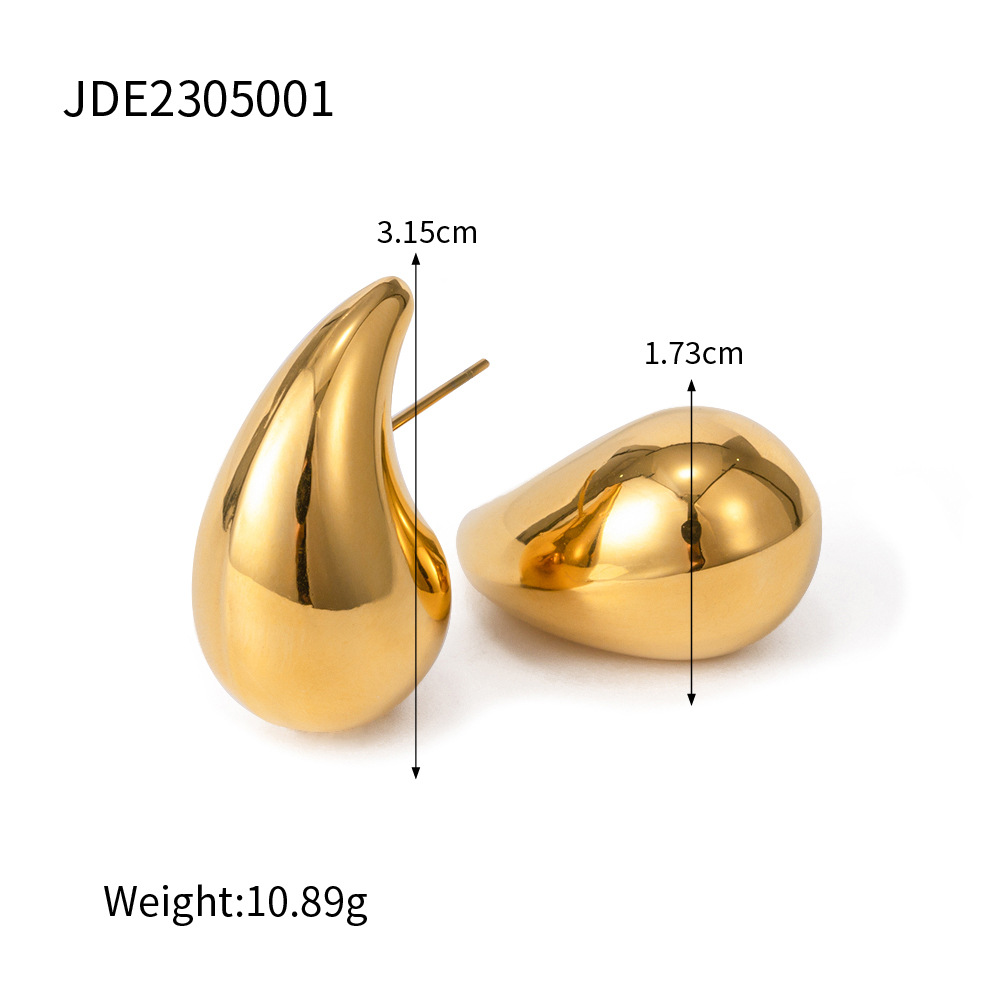 Chunky Gold Hoop Earrings for Women, Dupes Earrings Lightweight Waterdrop Hollow Open Hoops, Hypoallergenic Gold Plated Earrings Fashion Jewelry