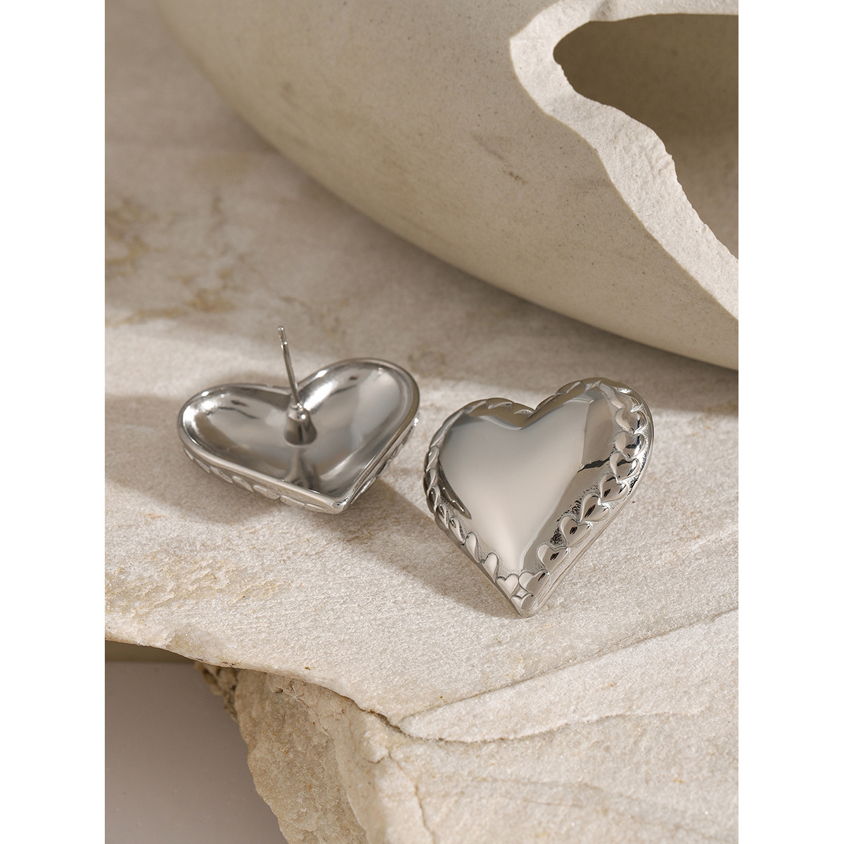 Stainless Steel Heart Shaped Earrings for Women