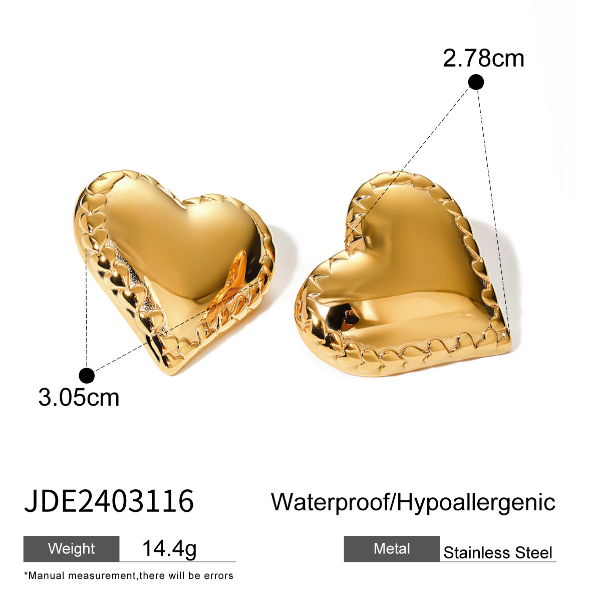 Stainless Steel Heart Shaped Earrings for Women